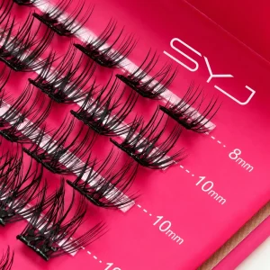 SYJ Handmade Pre Glued False Eyelashes Volume Wispy Your Own Logo 8-16mm Cluster Lashes 10 Rows