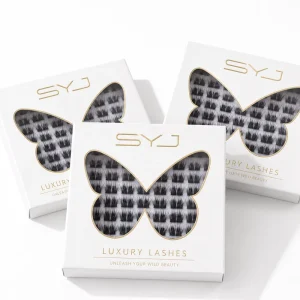 SYJ the Most Popular 10 Rows 3D Soft Thick Black Cluster Eyelashes Fluffy False Diy Press on Lashes