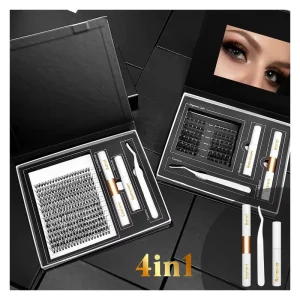 Segment Cluster Lashes Hand Made Individual Mix Curl Natural Faux Mink Lash Clusters Kit Custom Logo Fan Eyelashes