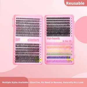 Segment Eyelash Kit Flat Colorful Individual Cluster Lashes Curled False Mink Eyelashes Natural 3D 0.07MM Semi-Hand