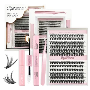 Segment Eyelash With Glue and Tweezers DIY Cluster Lashes Kit Long Lasting Lash Extensions DIY Cluster