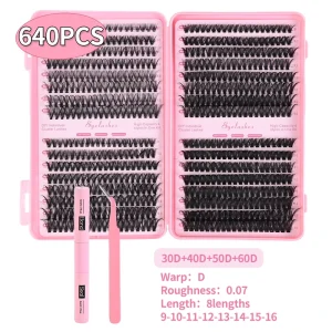 Segmented 32-Row Synthetic Thick Curly Eyelash Book DIY Laser Cluster Lashes