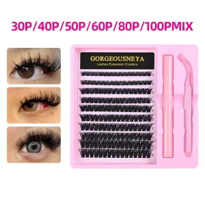 Segmented 3D Hot Melt Thick Curled False Eyelashes EU US Style Large Capacity Natural Look