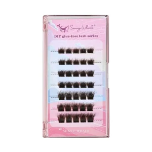 Segmented Brown Glue Free Faux Mink False Eyelashes Natural Soft Curling Cluster Made in Qingdao Cross Border Foreign