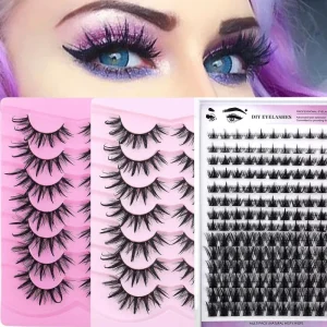 Segmented Eyelash Extensions, 3D Natural Full-Strip Faux Mink, Synthetic Hair