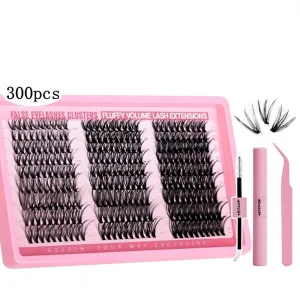 Segmented False Eyelash Set European American Style 50D Asian Thick High grade Fiber Semi Hand Made Eyelash Extension Kit