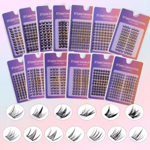 Segmented False Eyelashes Unavoidably Glue Flat Single Cluster Black Stem Natural Slim Long Simulation Fox Semi Hand Eyelash