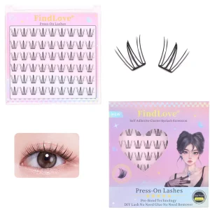 Segmented Glue Free Lashes 54 PCS C Curl 9 11mm Jelly Airy Press On Eyelashes Self Adhesive Individual Lashes