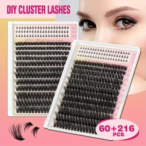 Segmented Lashes Natural Wispy Reusable Mixed Length Cluster Eyelashes Kit with Tweezers and Mascara Wands