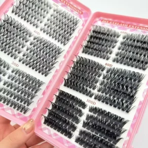 Fluffy Faux Mink 18-24mm D-Curl Volume Soft Individual Cluster Lashes Tray