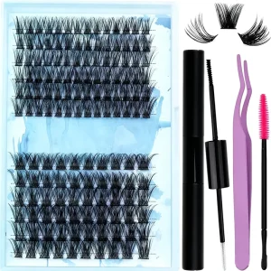 Self-Adhesive Cat Eye Fluffy Faux Mink Individual Cluster Eyelashes