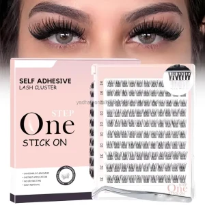 Self Adhesive Clear Band Eyelashes Wipsy Pre Glued Lash Clusters No Glue Needed Press on Eyelash Clusters Tray Kit