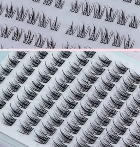 Self-Adhesive Cluster False Eyelashes Glue-Free Individual Segmented Wispy Natural Volume
