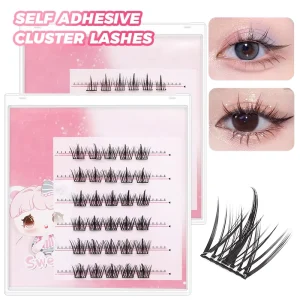 Self Adhesive Cluster Lash Individual Eyelash Logo Card Eyelash Cluster Extension Glue free Lash Pre Glued Lashes