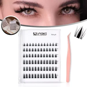 Self Adhesive Clusters Lashes Fairy Wet Look Pre Glued Cluster Lashes Ready to Use False Eyelashes for Easy Application