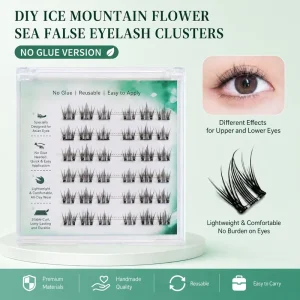 Self Adhesive DIY Handmade Synthetic Hair Lash Clusters No Glue Needed Reusable Wispy False Eyelashes for Natural Eye Makeup