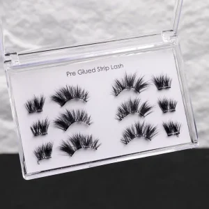 Self-Adhesive Eyelashes Manga Style Plant Fiber Pre-Glued Half Lash Strips with 3D Effect Cruelty-Free Cotton Band Customizable
