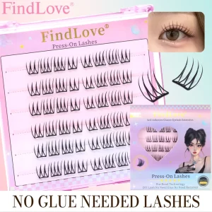 Self Adhesive Eyelashes No Glue Needed Press on Spiked Manga Look DIY Extension Reusable Daily Salon Soft Bond Lashes