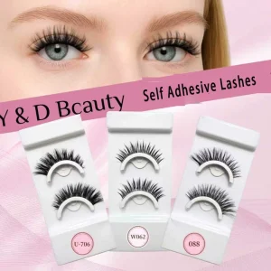 Self Adhesive Eyelashes Reusable Natural Pre glued Strip Lashes No Glue Cat Eye Lashes 3d False Lashes Wispy Faux Mink Eyelashes