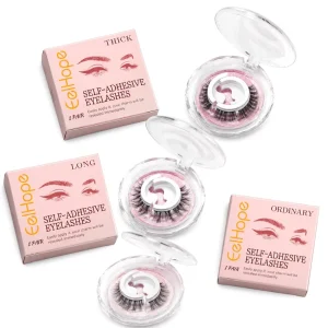 Self Adhesive False Eyelashes No Glue No Remover Natural Long Thick Lashes Reusable Eyelash Extensions OEM