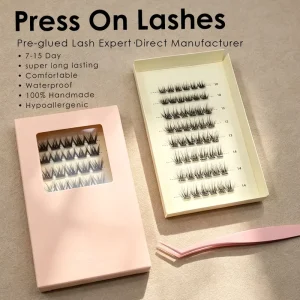 Self Adhesive Glueless Plant Fiber Reusable Cruelty Free Segment Lashes D for Natural Fan Eyelashes Cluster Press on Lashes