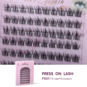 Self Adhesive Lash Clust 10 Rows Natural Fluffy Wispy Faux Mink DIY Individual Eyelash Extensions Glue Free OEM