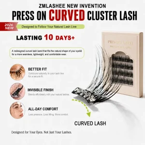 Self Adhesive Lashes Pre Glued Press On Eyelash 15 Day Long Lasting 3D Effect Plant Fiber Curved Cluster Lashes
