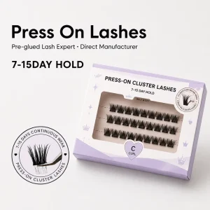 Self Adhesive Lashes Press On Cluster Lash Waterproof 15 Day Super Long Lasting Glueless False Eyelashes Wispy Custom Box CE
