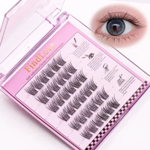 Self Adhesive Pre Glued DIY Eyelashes 0.15mm Thick BC Curl Princess Hare Lash Pearlet Design Flame Lower Glue Free Press Lashes