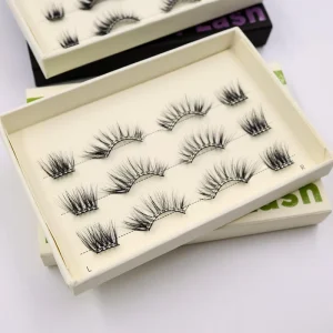 Self Adhesive Pre Glued Strip Waterproof Vegan Plant Fiber Invisible Clear Band Reusable 3D Effect Cruelty Free Eyelashes