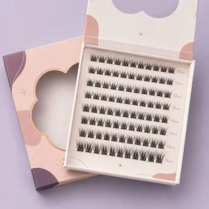 Self Adhesive Press on Lashes Custom Soft Pre Glued Long Lasting Wear Handmade Vegan Factory Supply DIY Lash Clusters