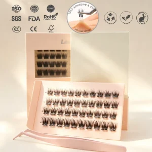 Self Adhesive Silk Lash Clusters Kit Custom Logo Glue free Reusable False Eyelashes Press on DIY Cluster Manga Lashes