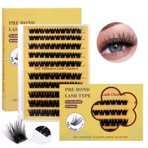 Self Adhesive Synthetic Hair Cluster Lashes Natural 3D Volume Segment False Eyelashes Black 0.07MM Thickness Easy