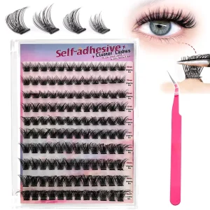 Self Adhesive Synthetic Hair Lash Clusters DIY Segment Eyelashes Glue Free Natural Look 3D Looking False Mink Black