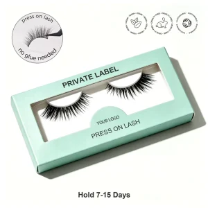 Self Adhesive Vegan Lash Cruelty Free Press on Full Strip Eyelashes Natural Curl Stick On False Pre Glued Lashes