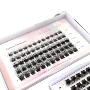 Self Grafting Synthetic Hair Handmade Thick Heat Bonded Cluster Lashes Soft Segmented Eyelash Clear Band Cluster