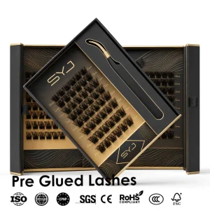 Self Stick Diy Pre Glued Lashes Reusable Waterproof Press on Cluster Lashes Custom Logo Self Adhesive Lashes