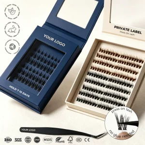 Self Stick DiyPre Glued Lashes Reusable Waterproof Eyelashes Press on Cluster Lashes Custom Logo Self Adhesive Lashes