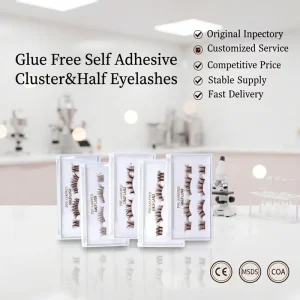 Self adhesive Eyelashes Glue free DIY Half Lashes Clusters Set Transparent Band Private Label Custom Logo Vendor
