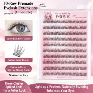 Self adhesive Glue free Natural looking Segmented False Single cluster Style Eyelashes Set -10 Row