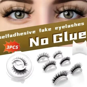Self adhesive Natual False Eyelashes Waterproof Vegan Reusable 3D Presson Synthetic Eyelashes Glue Free Self Sticking