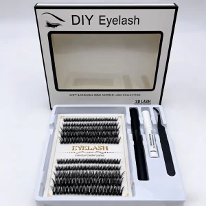 Self grafted Cluster Lashes 10 Rows Slim Cross Thick False Eyelash Set with Bond Pen Glue Tweezers Factory Direct Supply