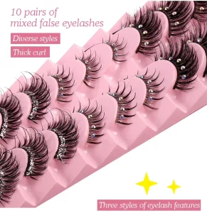 Semi Hand Made Custom 5 Pair Full Strip 3D Dramatic Eyelash Extensions Synthetic Hair Black Cotton Stalk 0.07MM Thickness