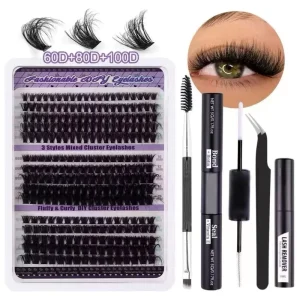 Semi-Handmade 6D False Eyelash Set Segmented Voluminous Lengthening Fiber Black Cotton Stalk DIY