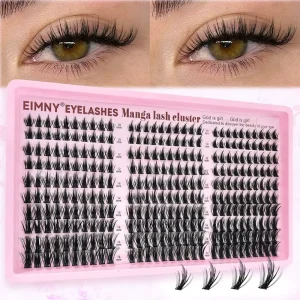 Semi-Handmade Segmented False Eyelash Set Synthetic Fiber Plastic Black Stem 20/30 Rows 300 Tufts