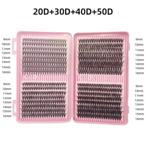 Semi-Handmade Volume Cluster Eyelash Set 12 Rows 648 Strands 30D-100D Synthetic Fiber DIY Gradient Segmented Lashes