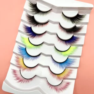 Seven Link Christmas Stage Makeup Color Gradient Color Cat Eye Synthetic Hair Lengthened Eye Tail Style False Eyelashes