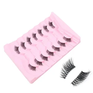 Seven Piece Half Eye False Eyelashes Set Synthetic Hair Glue One Strip Natural Realistic for Salon Use Thick Curled
