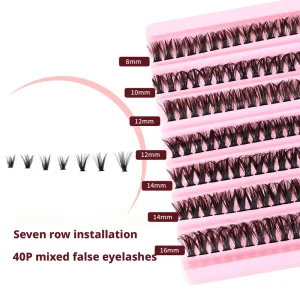 Seven-Row 40P Mixed Handmade False Eyelashes 3D Long Soft Lightweight Western Style Segmented Cluster Lashes