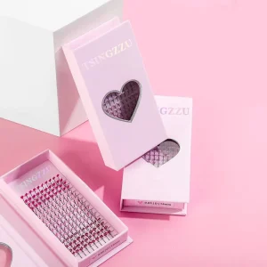 Shiny Colored Glitter Fairy Lashes Customized 12 Rows Fancy Diamond Spikes CC Curl Eyelash Extension Clear